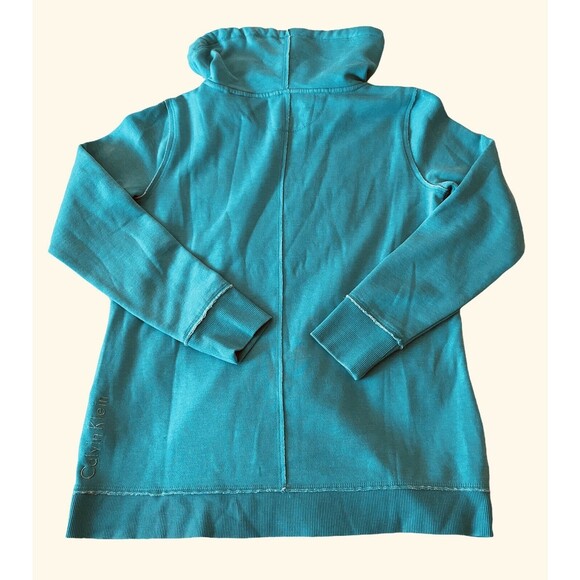 NWT Calvin Klein Teal Turquoise Funnel Neck Crisscross Sweatshirt Size Small S - Picture 4 of 12